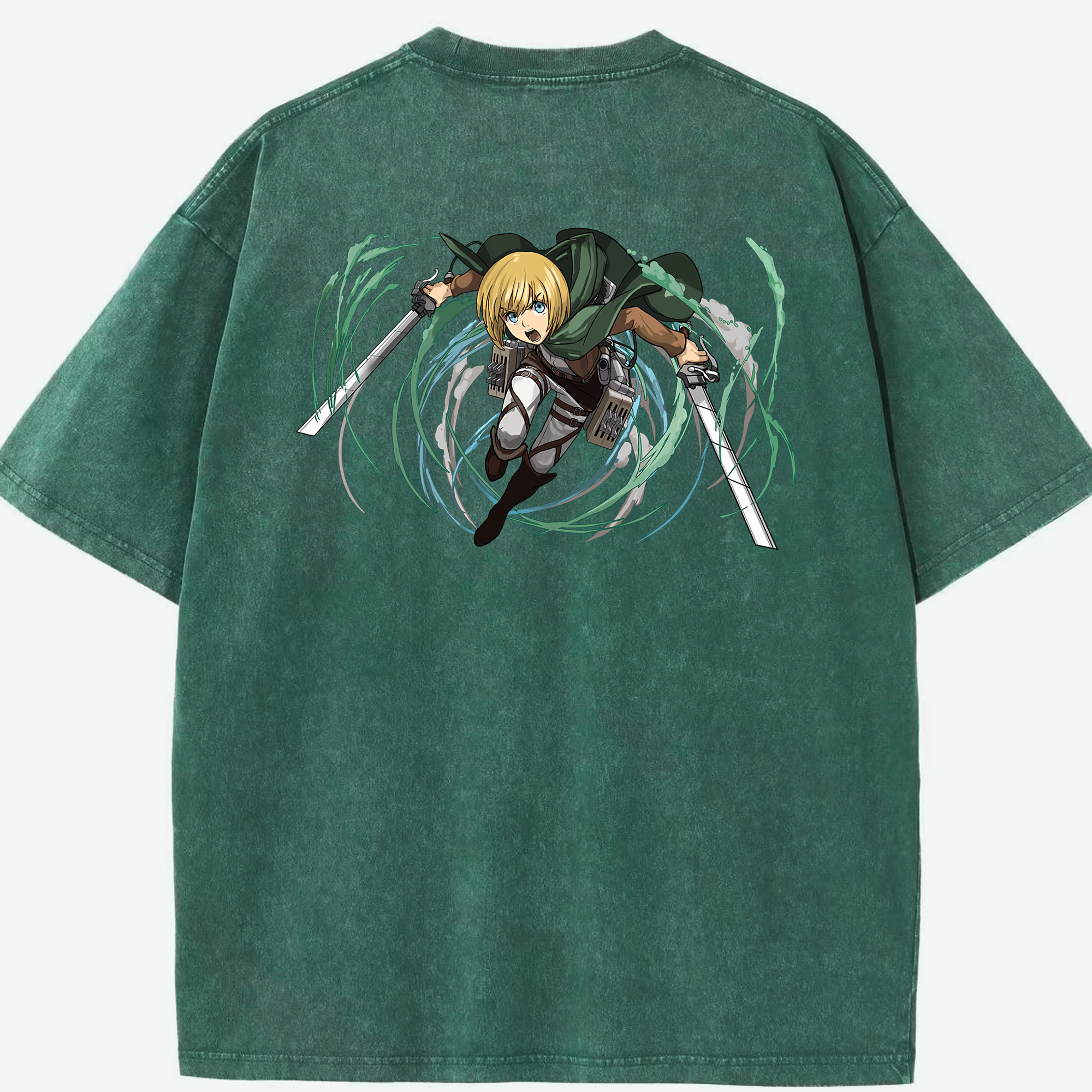 （画像用） 進撃の巨人 アルミン·アルレルト Attack on Titan Armin Arlert 綿100% ヴィンテージ風 半袖Tシャツ（背面プリント）